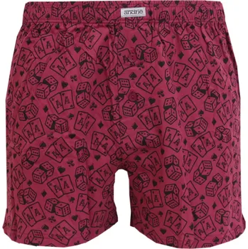 Boxerky Pánské trenky s potiskem kostek a karet Andrie PS5926 vínová velikost 3XL-62/64