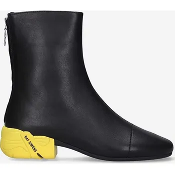 Dámské kozačky Kožené kotníkové boty Raf Simons Buty Raf Simons Solaris High HR780008L 0009 černá barva, HR780008L.0009-black, 38, 99X