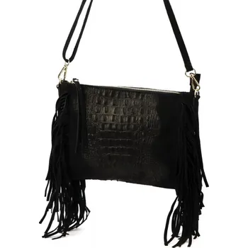 Kožená kabelka Luka 26-015 CROCO - černá