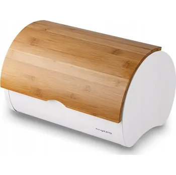 chlebník Kovový chlebník s bambusovým víkem bílý Volano Konighoffer