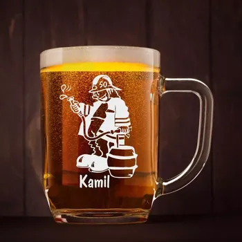 Sklenice Půllitr s pískovaným motivem "HASIČ"