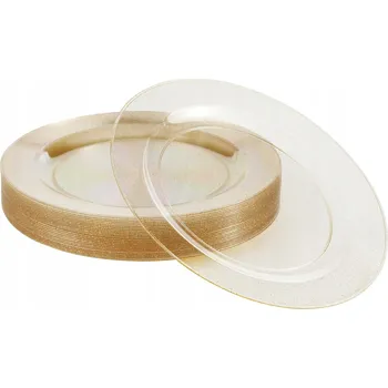 Talíř Zlaté plastové talíře talířky opakovaně použitelné dezertní 10 kusů 19 cm