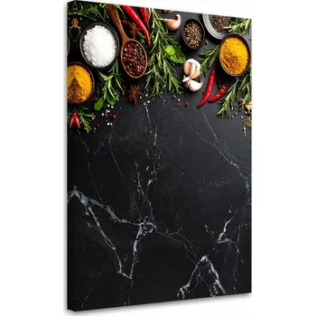 Obraz Obraz do kuchyně baru, Barevné koření a bylinky mramor 60x90