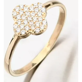 Oblečení a móda Dámský prsten žluté zlato 585 zirkon ve tvaru čtyřlístku 11R-357 velikost 56