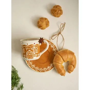 Sinsay - Šálek a podšálek s motivem perníkové chaloupky - béžová - 489GQ-08X - 489GQ-08X-ONE