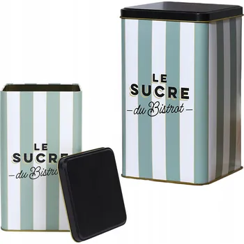 Dóza na potraviny Dóza na cukr Bistrot, černo-zelená, kovová, 11x18 cm. Elegantní černá