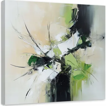 Obraz Obraz do obýváku, ložnice, kanceláře, Abstrakce zelená béžová černá 30x30