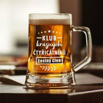 Sklenice Půllitr s pískovaným motivem "ČESTNÝ ČLEN" (Do poznámky v nákupním košíku napište požadované kulatiny)
