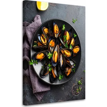 Obraz Obraz do kuchyně restaurace, Mořské plody mušle 70x100