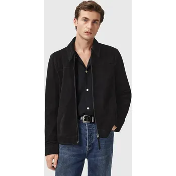 Semišová bunda AllSaints RHONE černá barva, přechodná, M011LD 99X, vel. L