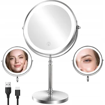 Zrcadlo 10X ZVĚTŠOVACÍ KOSMETICKÉ ZRCADLO S LED PODSVÍCENÍM pro líčení, stojící