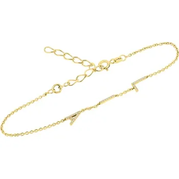 Náramek Stříbrný náramek se 3 písmenky a lab-grown diamanty Anika