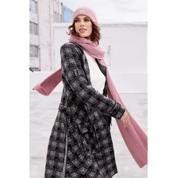 Dámský kabát Monari 7915 šedo-černá kostka Velikost: S