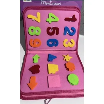 Hračka pro nejmenší Manipulační tabule senzorická knížka Montessori, edukativní, růžová