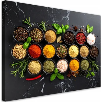 Obraz Obraz do kuchyně jídelny, Barevné koření a bylinky 60x40