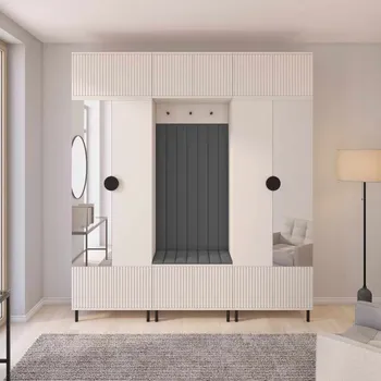 Předsíňová stěna Předsíňová stěna Rayo 3 se zrcadlem na nožkách Barva čalounění: Tmavě šedá - Trinity 15