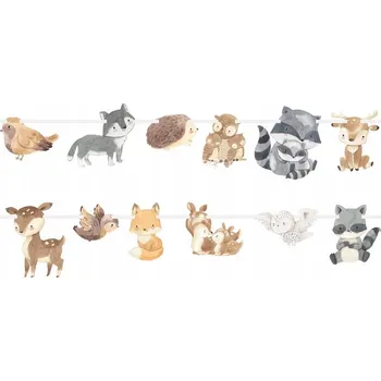 NAROZENINOVÁ GIRLANDA LESNÍ ZVÍŘÁTKA 5 M BANNER ZVÍŘATA LES DIVOKÁ