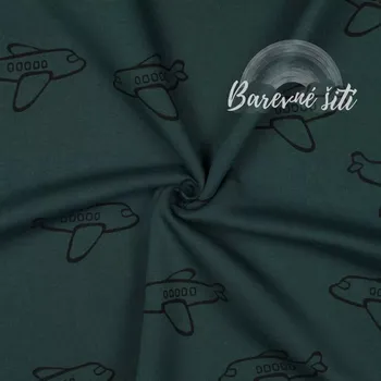 Teplákovina počesaná, Letadla zelená (E) (Teplák hebká teplákovina)