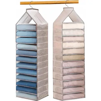 Úložný box ORGANIZER REGAŁ WISZĄCY DO SZAFY 12 PÓŁEK SKLADOVÁNÍ 2x VÍCE OBLEČENÍ SKLÁDACÍ