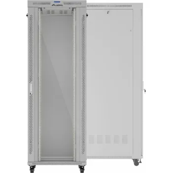 Racková skříň Lanberg 47U 800x1000 šedá stojatá racková skříň s prosklenými dvířky, LCD (ploché balení) V2