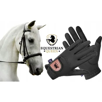 Rukavice Jezdecké rukavice Equestrian queen černé, vel. XL