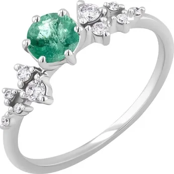 Prsten Zásnubní prsten se smaragdem a diamanty Olha