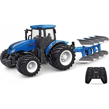 autíčko Dálkově ovládaný traktor s pluhem, světla, kovový