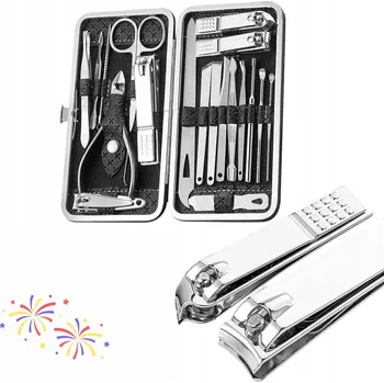 19DÍLNÁ SADA NA MANIKÚRU A PEDIKÚRU V DÁRKOVÉM POUZDRO Z KŮŽE