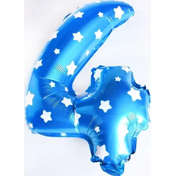 Balónek Fóliový balónek číslice 4 modrý na narozeninovou oslavu 40 cm