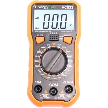 Multimetr VC833 Digitální multimetr DCV, ACV, DCA ENERGYLAB