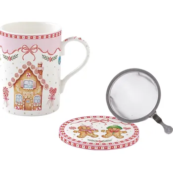 Vánoční dekorace Easy Life Porcelánový hrnek se sítkem Sweet Christmas