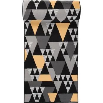 Koberec Makro Abra Běhoun MAYA Z900C Trojúhelníky černý žlutý Šíře: 100 cm