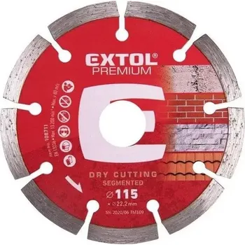 Řezný kotouč Segmentový kotouč Extol Premium Diamond, 115 x 22,2 mm, suché řezání