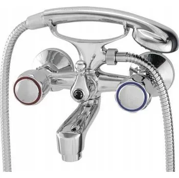 Vodovodní baterie Dvoukohoutková nástěnná vanová baterie diamond lux stříbrná