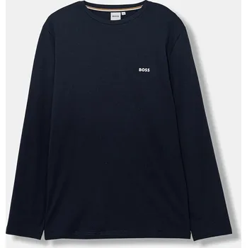 Chlapecké oblečení Dětské bavlněné tričko s dlouhým rukávem BOSS tmavomodrá barva, s potiskem, J52364 J52364.162.174 59X, vel. 162