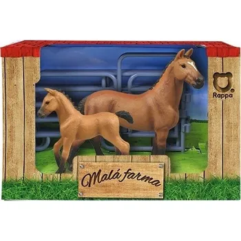 Figurka Figurky Rappa sada 2 ks hnědých koní s bílou skvrnou s ohradou