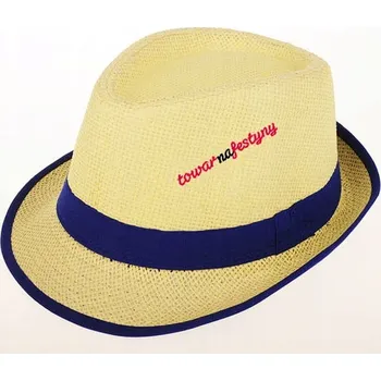 Klobouk SLÁMĚNÝ KLOBOUK S BAREVNOU OBRUBOU – MODRÝ