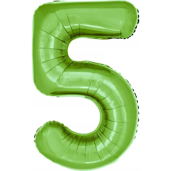 Balónek Fóliový balónek ve tvaru číslice 5, zelený, 100 cm