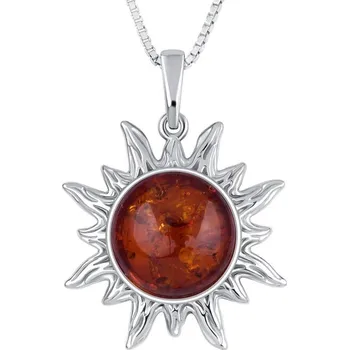 Přívěsek Stříbrný jantarový přívěsek ve tvaru slunce Mataha