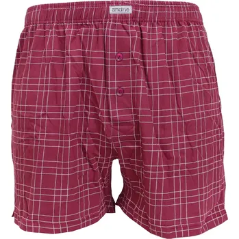 Boxerky Pánské trenky s kostkovaným vzorem Andrie PS5914 vínová velikost L-50/52