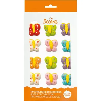 Jedlá dekorace na dort Cukrové zdobení 12ks motýlci - Decora