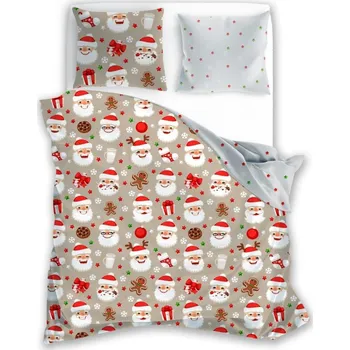 Povlečení Povlečení 160x200 MIKROFIBRA SATÉNOVÁ HOLLY JOLLY 01 VÁNOČNÍ, MIKULÁŠ, KOLÁČ