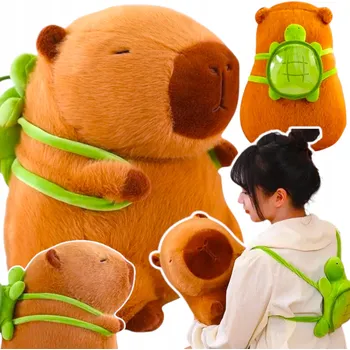 plyšák KAPYBARA PLYŠÁK 40 CM HRAČKA S BATOHEM ŽELVIČKA MĚKKÁ PLYŠÁK