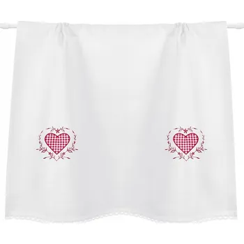 Záclona Závěs SRDCE venkovský styl COTTAGE 80x100 cm - bílá barva