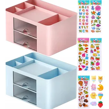 Úložný box ORGANIZÉR NA STŮL SE ZÁSUVKAMI 2x MULTIFUNKČNÍ DRŽÁK 5 PŘIHRÁDEK