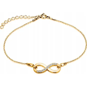 Náramek Stříbrný náramek celebrit s pozlacením 925, motiv nekonečna