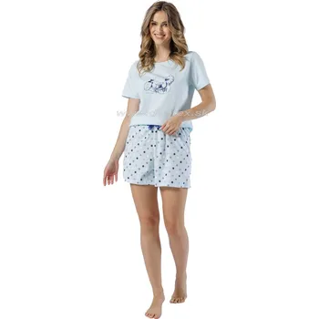 Dámské pyžamo LEVEZA (M-Max) Dámské pyžamo Olia1603 Barva: 1-modrá, Velikost: L