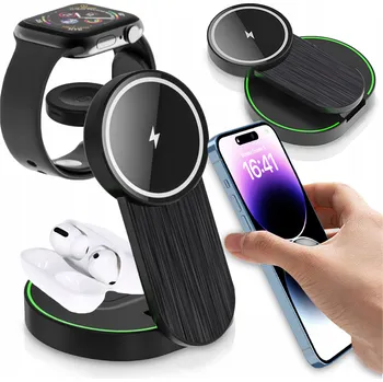 3v1 BEZDRÁTOVÁ INDUKČNÍ NABÍJEČKA MAGSAFE PRO IPHONE APPLE iWATCH S LED