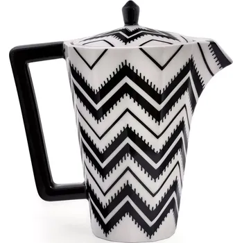 Konvice na čaj Porcelánová konvice černo bílá cik cak čárkovaná