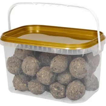 Krmivo pro ptáka Lojové koule slunečnice+arašídy bez síťky 30ks hranatý kbelík Kejo